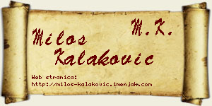 Miloš Kalaković vizit kartica